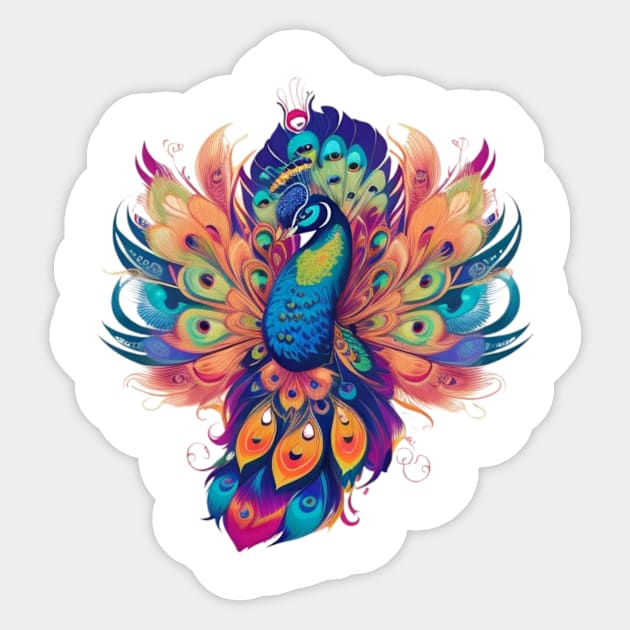 Rainbow of Peacock Delight Sticker by Silvana Collection